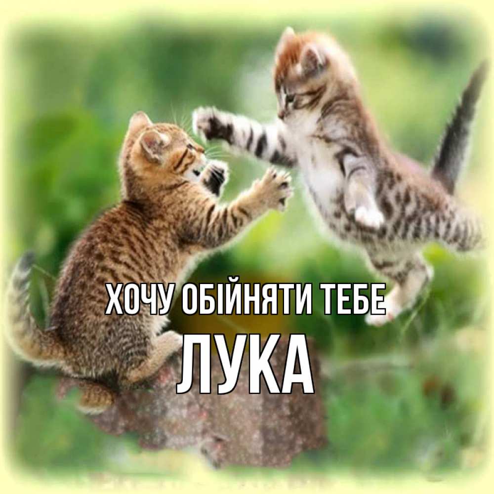 Открытка на каждый день з підписом, Лука Хочу обійняти тебе игры котят Прикольна листівка з побажанням онлайн скачати безкоштовно 