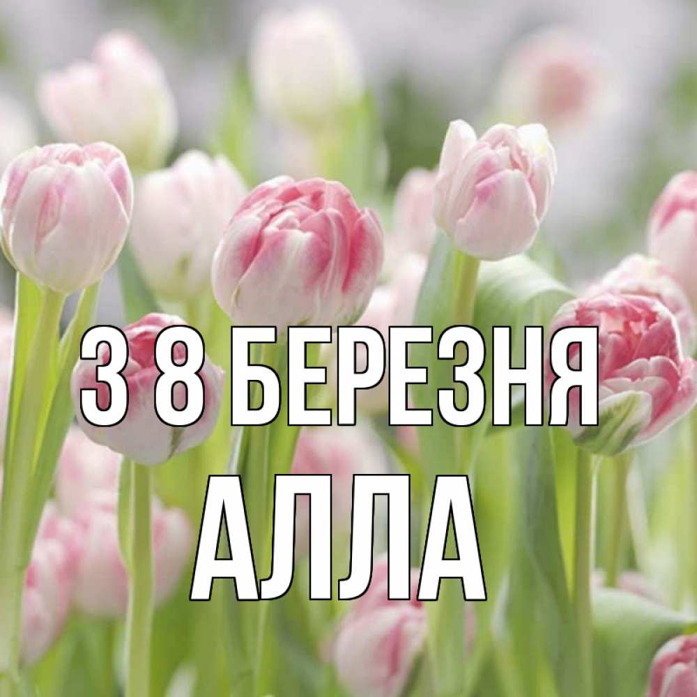 Открытка на каждый день з підписом, Алла З 8 БЕРЕЗНЯ цветы Прикольна листівка з побажанням онлайн скачати безкоштовно 