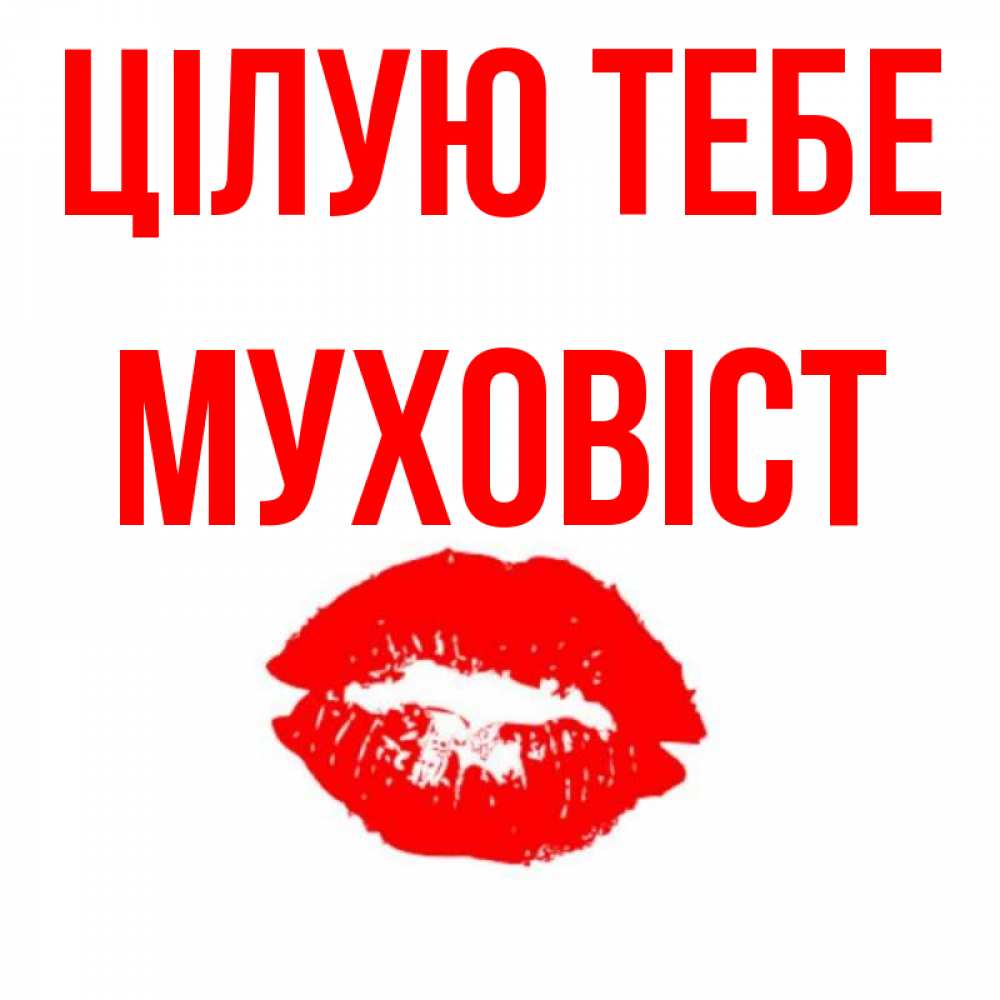 Открытка на каждый день з підписом, Муховіст Цілую тебе помада и губы Прикольна листівка з побажанням онлайн скачати безкоштовно 
