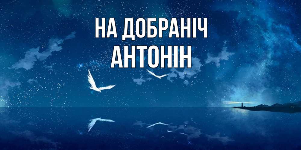 Открытка на каждый день з підписом, Антонін На добраніч птицы летят на фоне ночного неба Прикольна листівка з побажанням онлайн скачати безкоштовно 