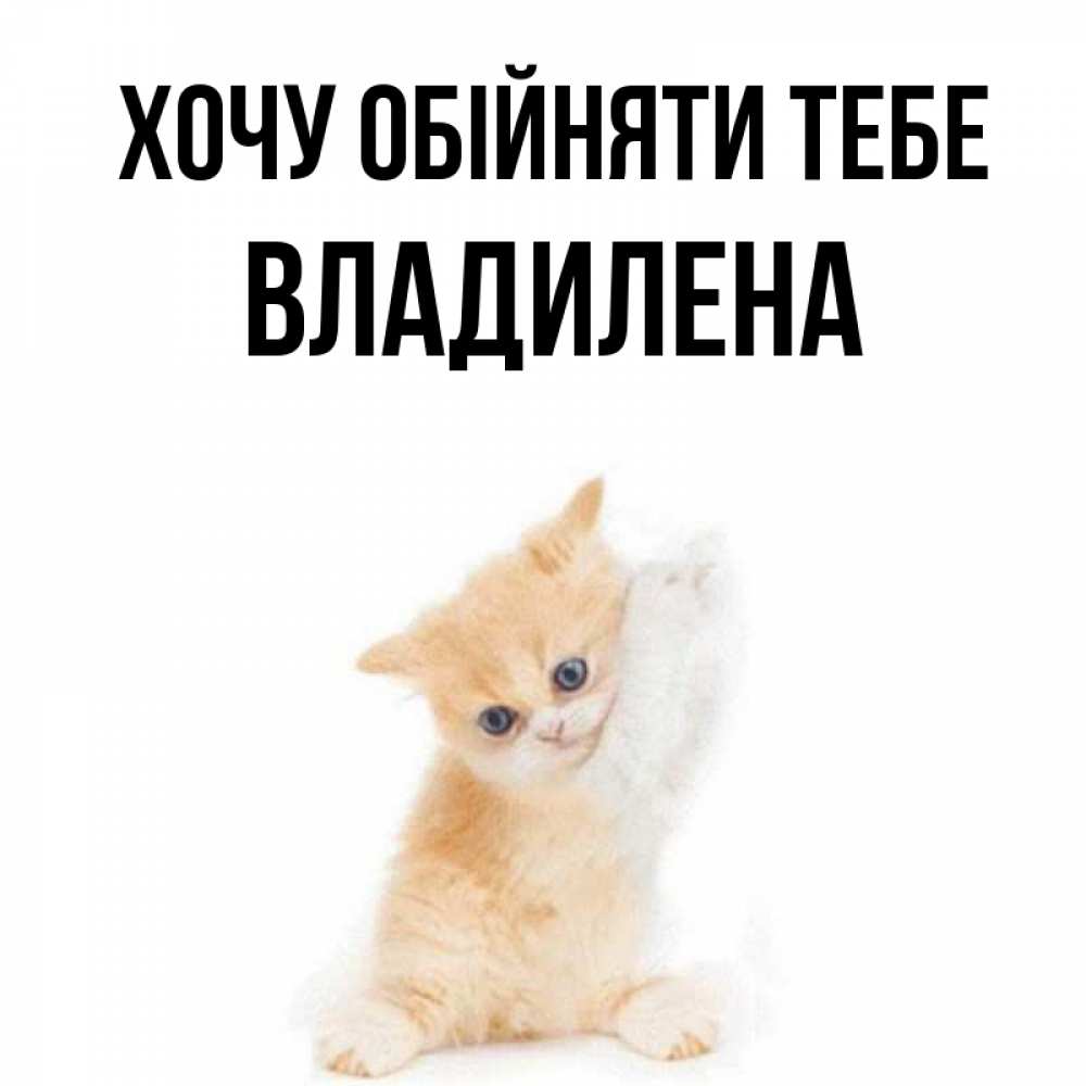 Открытка на каждый день з підписом, Владилена Хочу обійняти тебе я хочу очень скорее обнимаешек Прикольна листівка з побажанням онлайн скачати безкоштовно 