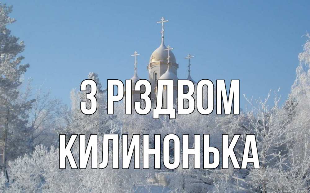 Открытка на каждый день з підписом, Килинонька З Різдвом храм, зима, лес, церковь Прикольна листівка з побажанням онлайн скачати безкоштовно 