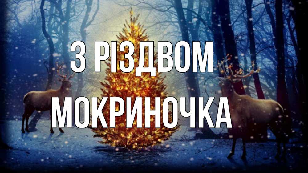 Открытка на каждый день з підписом, Мокриночка З Різдвом олени, новогодняя елка Прикольна листівка з побажанням онлайн скачати безкоштовно 
