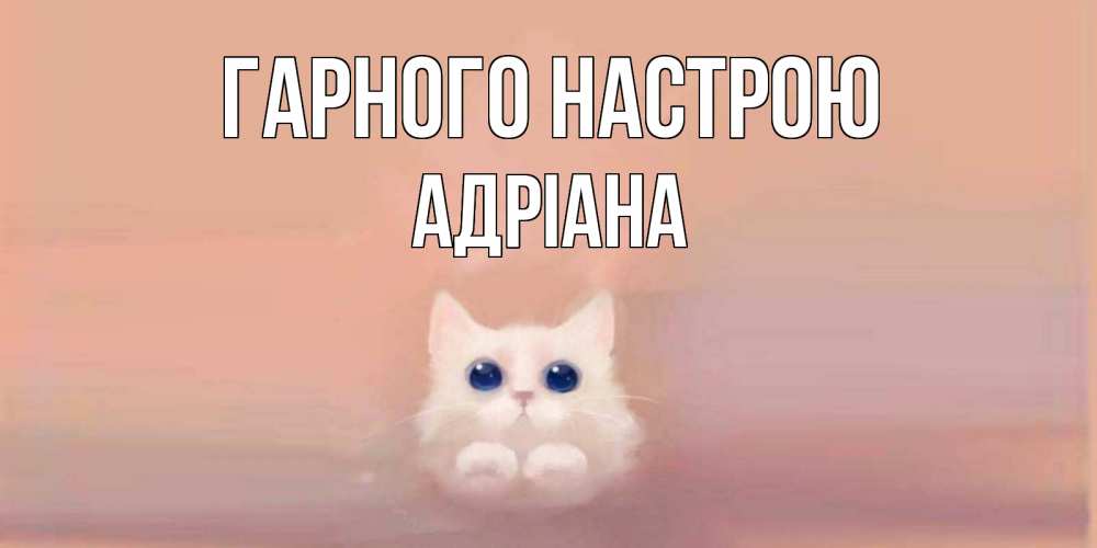 Открытка на каждый день з підписом, Адріана Гарного настрою кошка Прикольна листівка з побажанням онлайн скачати безкоштовно 