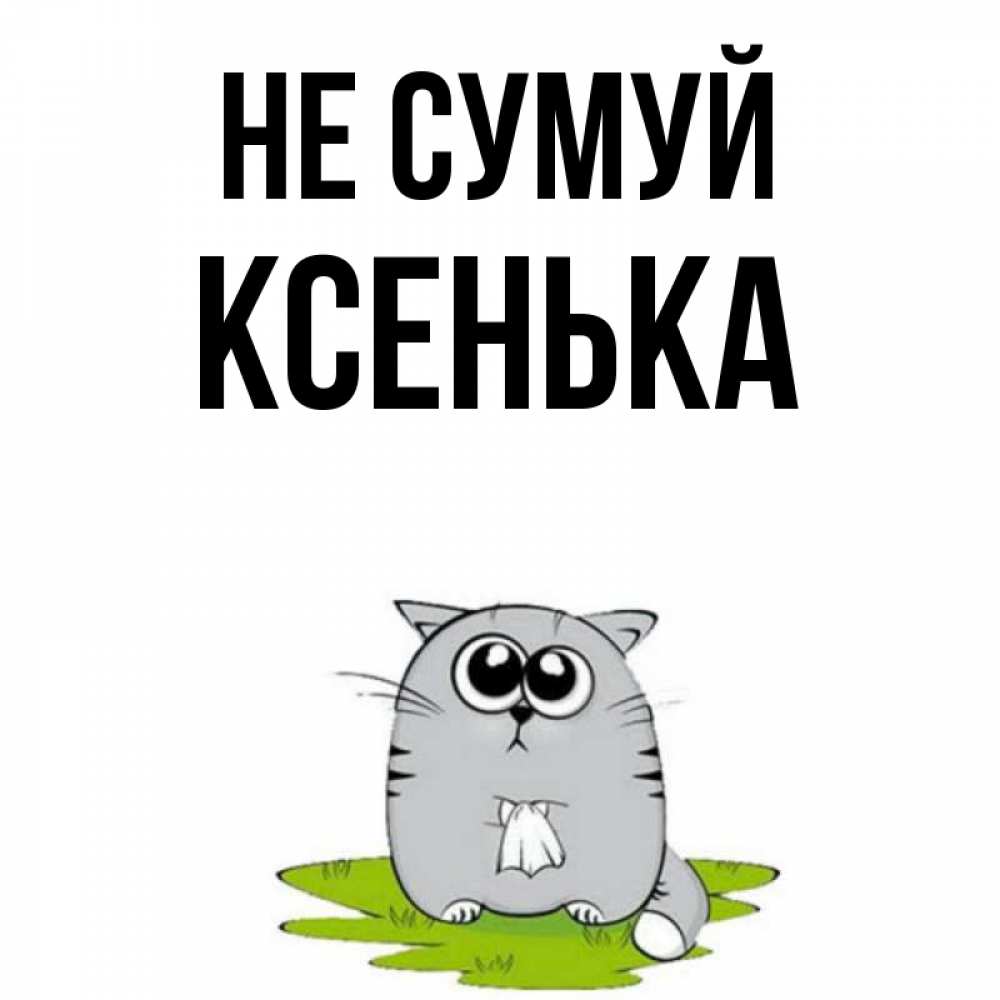 Открытка на каждый день з підписом, Ксенька Не сумуй грустный котяра Прикольна листівка з побажанням онлайн скачати безкоштовно 