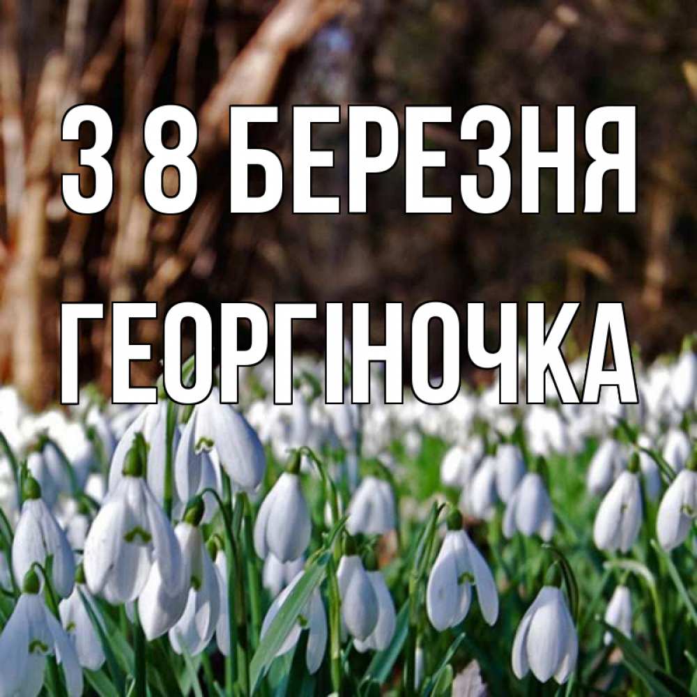 Открытка на каждый день з підписом, Георгіночка З 8 БЕРЕЗНЯ с подснежниками 1 Прикольна листівка з побажанням онлайн скачати безкоштовно 