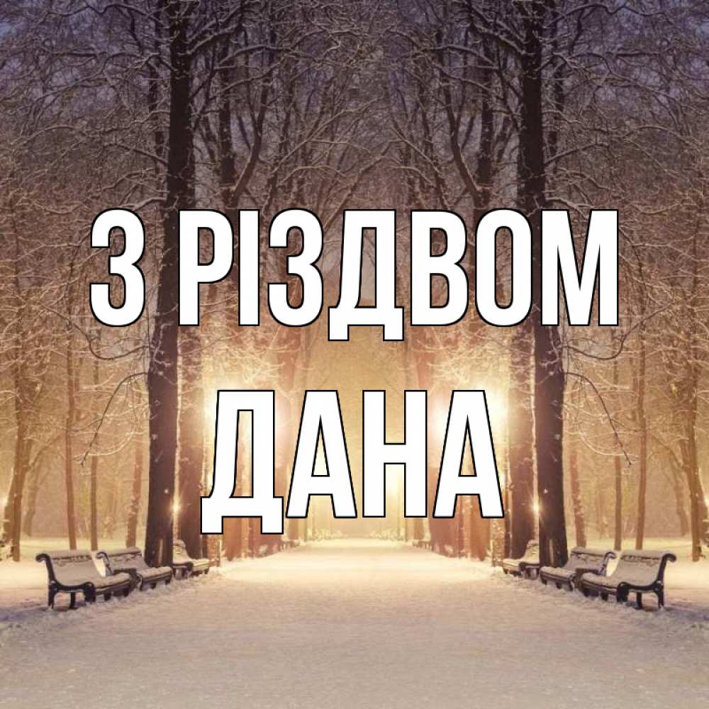 Открытка на каждый день з підписом, Дана З Різдвом зима, парк, фонарь, лес Прикольна листівка з побажанням онлайн скачати безкоштовно 