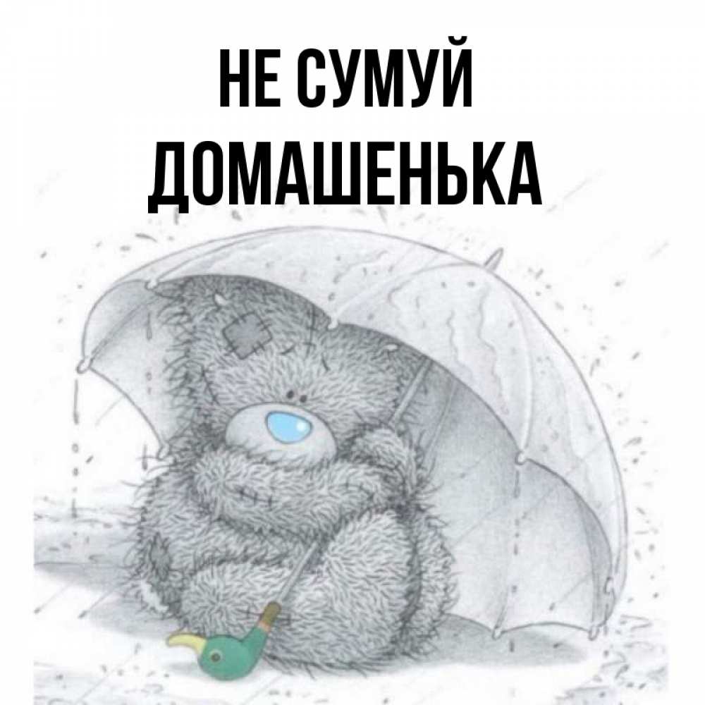 Открытка на каждый день з підписом, Домашенька Не сумуй спасите мишку Тедди Прикольна листівка з побажанням онлайн скачати безкоштовно 