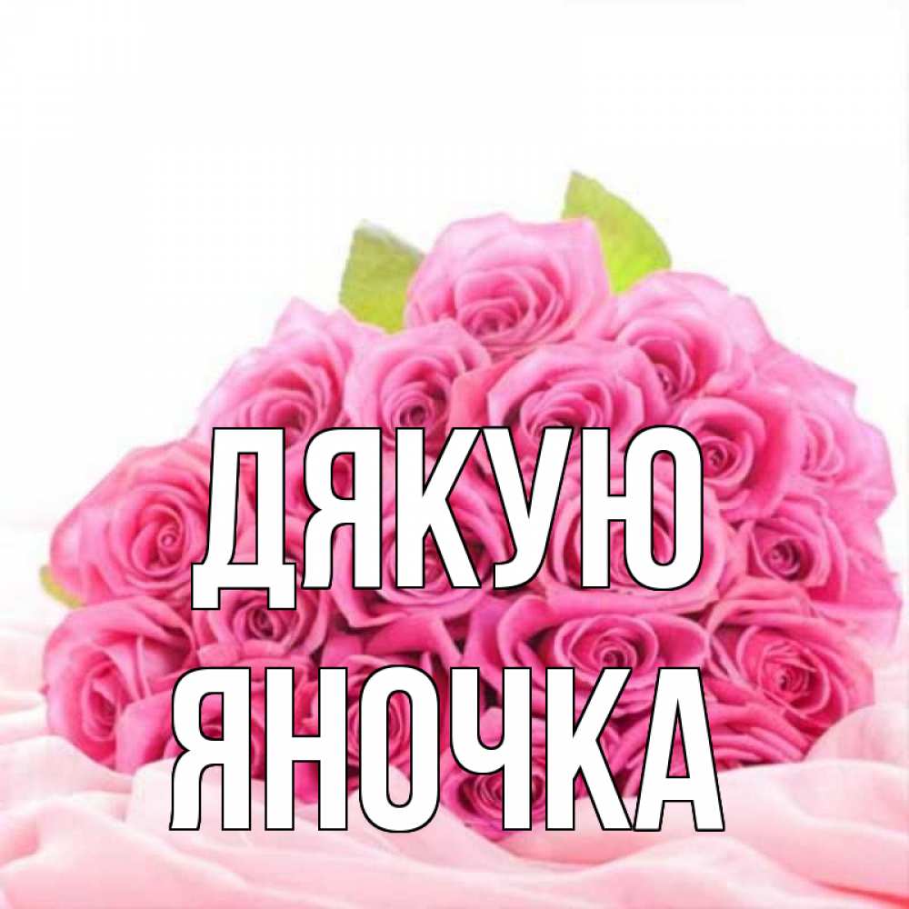 Открытка на каждый день з підписом, Яночка Дякую розовые розы с подписью Прикольна листівка з побажанням онлайн скачати безкоштовно 