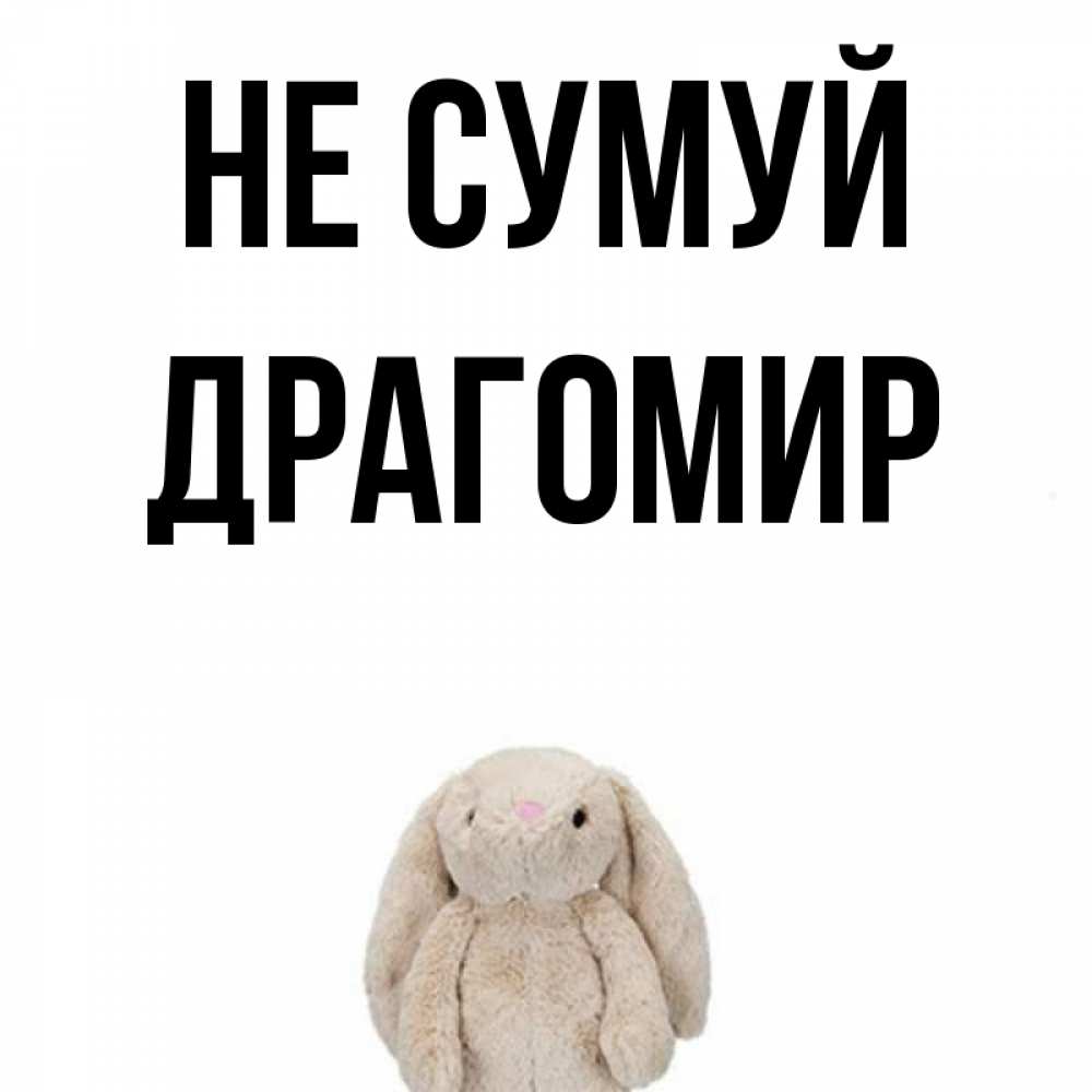 Открытка на каждый день з підписом, Драгомир Не сумуй детская игрушка зайчика Прикольна листівка з побажанням онлайн скачати безкоштовно 