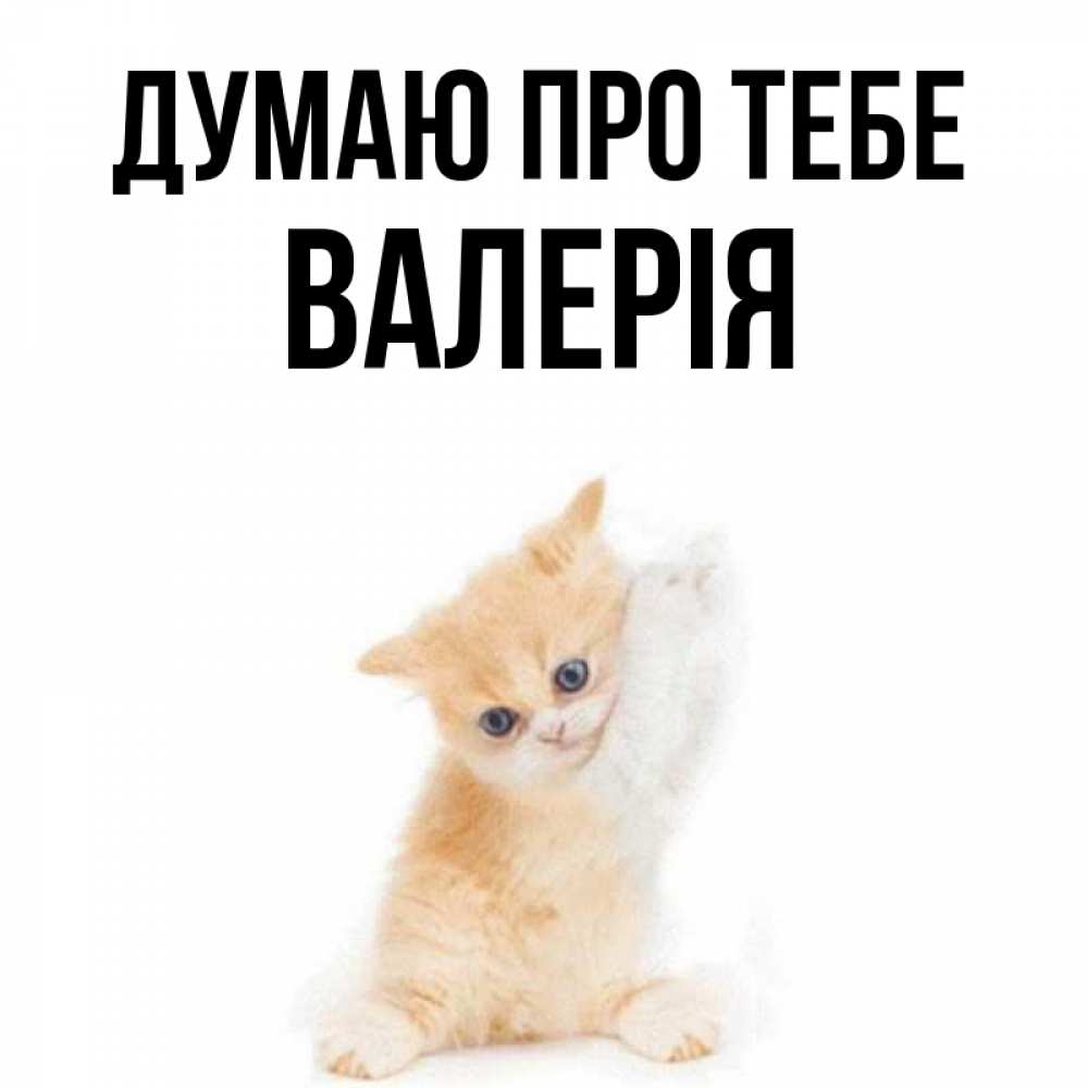 Открытка на каждый день з підписом, Валерія Думаю про тебе зверушки и милота Прикольна листівка з побажанням онлайн скачати безкоштовно 