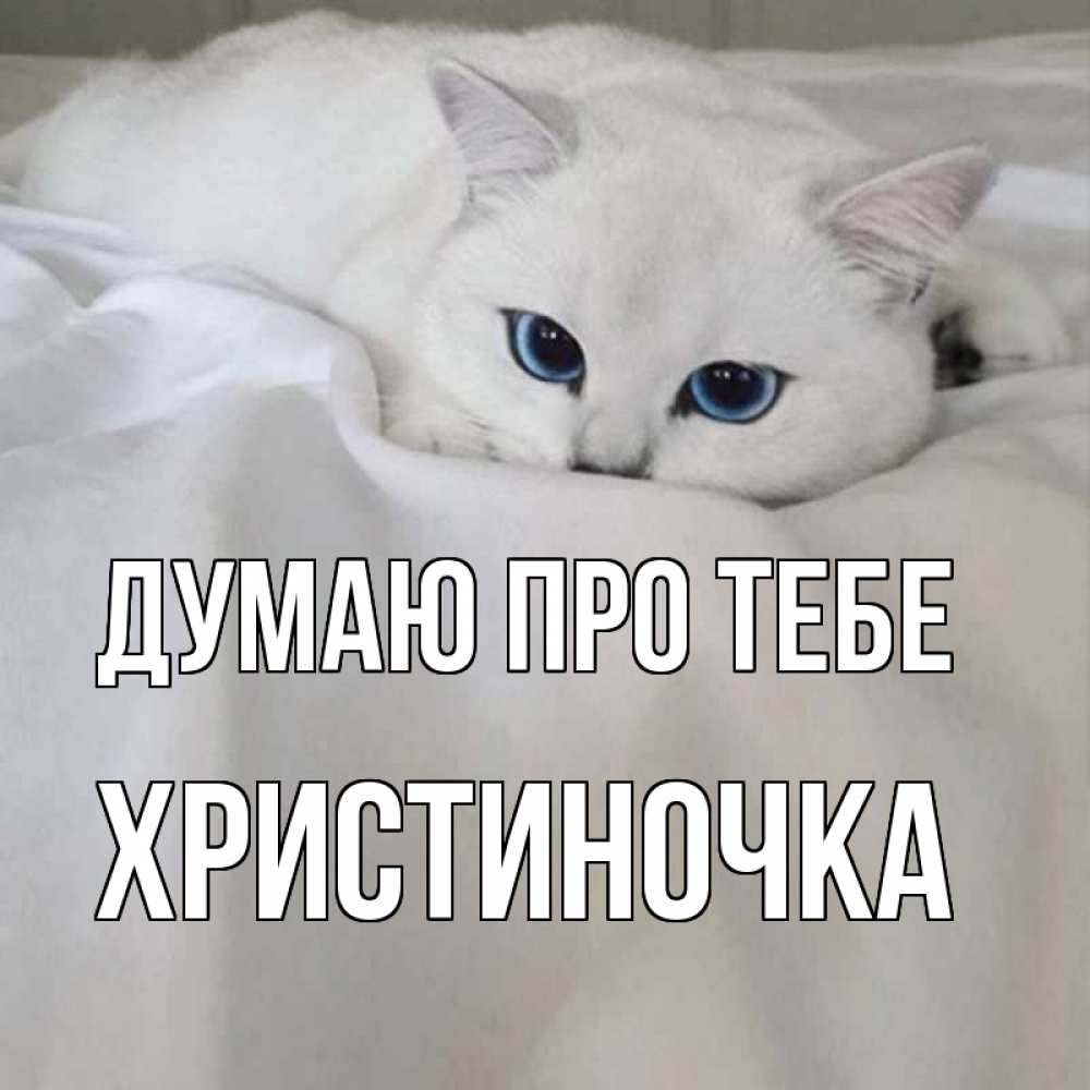 Открытка на каждый день з підписом, Христиночка Думаю про тебе я очень по тебе скучаю и тоскую Прикольна листівка з побажанням онлайн скачати безкоштовно 