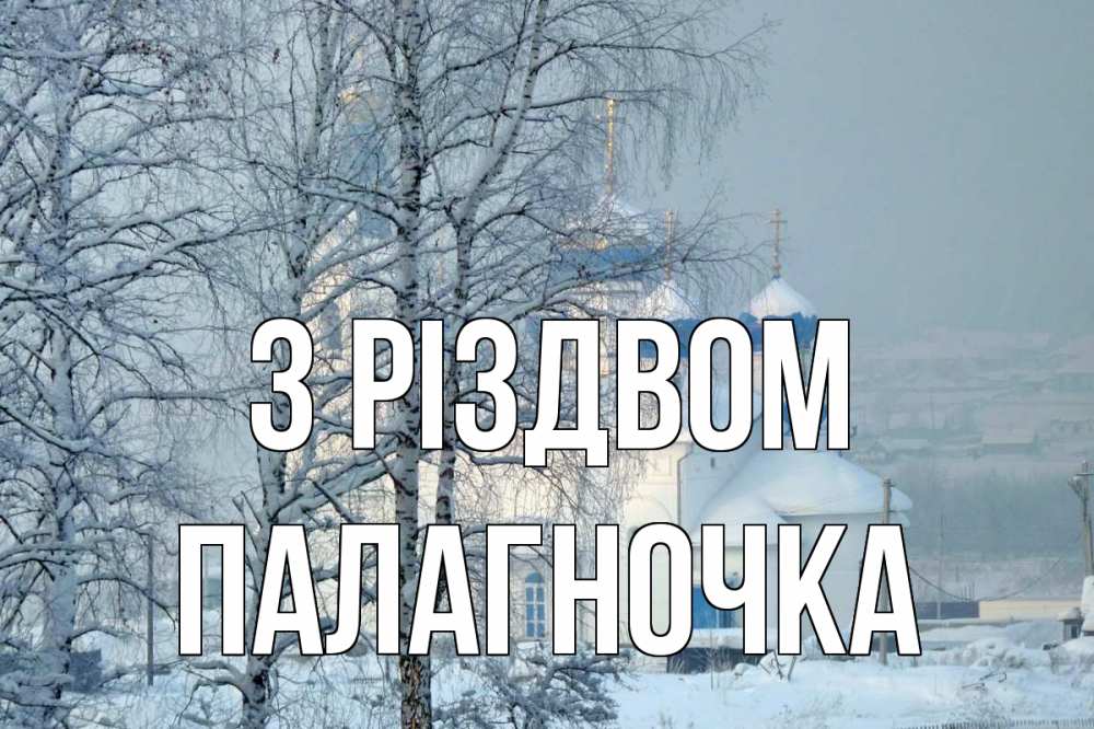 Открытка на каждый день з підписом, Палагночка З Різдвом храм, зима Прикольна листівка з побажанням онлайн скачати безкоштовно 