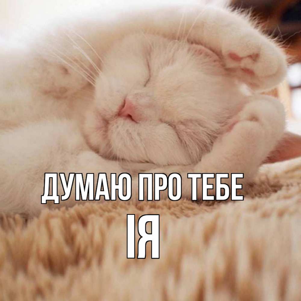 Открытка на каждый день з підписом, Ія Думаю про тебе для любимой девушки милота Прикольна листівка з побажанням онлайн скачати безкоштовно 