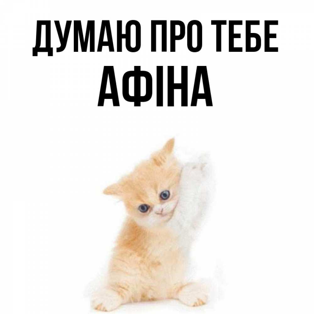 Открытка на каждый день з підписом, Афіна Думаю про тебе зверушки и милота Прикольна листівка з побажанням онлайн скачати безкоштовно 