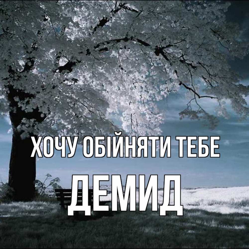 Открытка на каждый день з підписом, Демид Хочу обійняти тебе дерево Прикольна листівка з побажанням онлайн скачати безкоштовно 