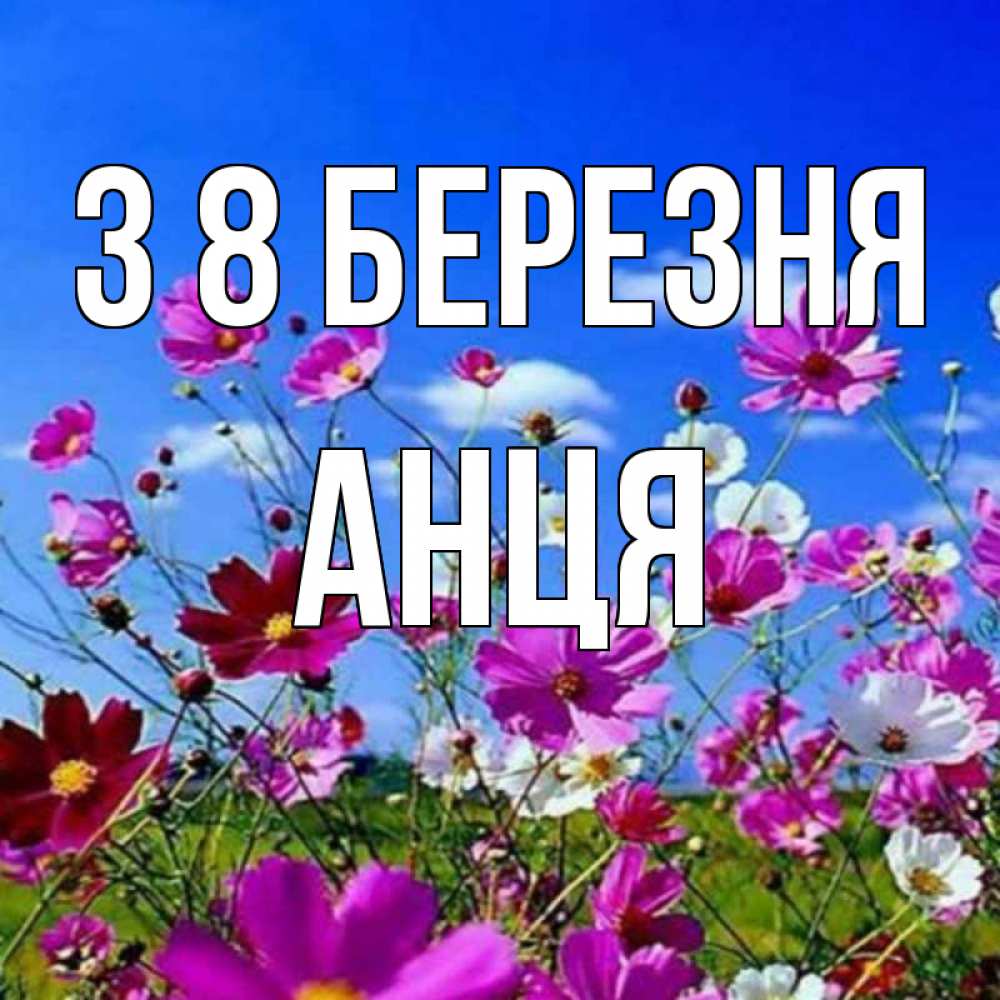 Открытка на каждый день з підписом, Анця З 8 БЕРЕЗНЯ цветы Прикольна листівка з побажанням онлайн скачати безкоштовно 