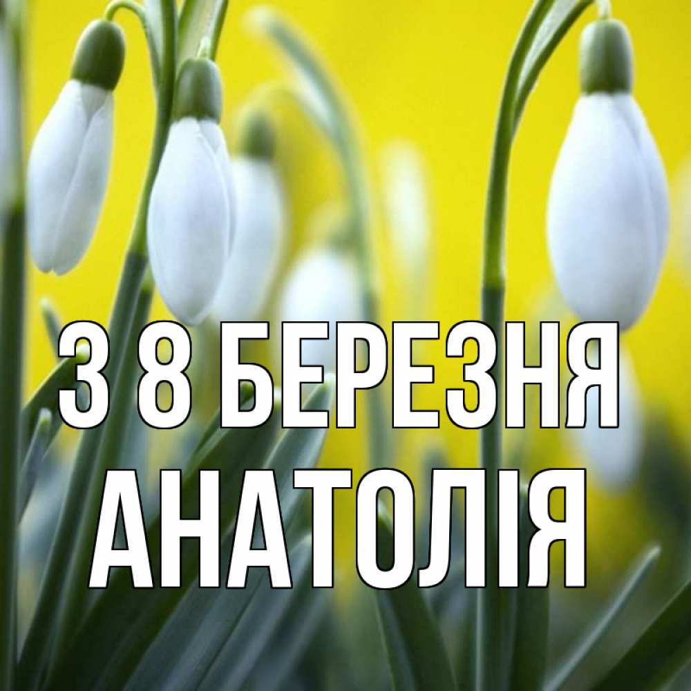 Открытка на каждый день з підписом, Анатолія З 8 БЕРЕЗНЯ весенние цветы Прикольна листівка з побажанням онлайн скачати безкоштовно 