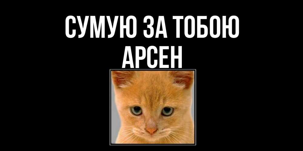 Открытка на каждый день з підписом, Арсен Сумую за тобою открытки рыжий котенок скучает по тебе Прикольна листівка з побажанням онлайн скачати безкоштовно 