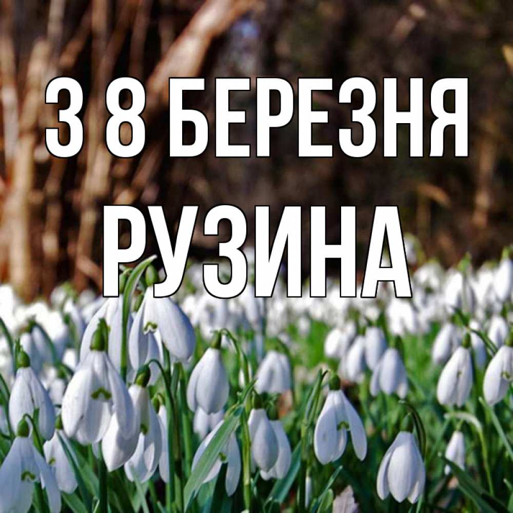 Открытка на каждый день з підписом, Рузина З 8 БЕРЕЗНЯ с подснежниками 1 Прикольна листівка з побажанням онлайн скачати безкоштовно 