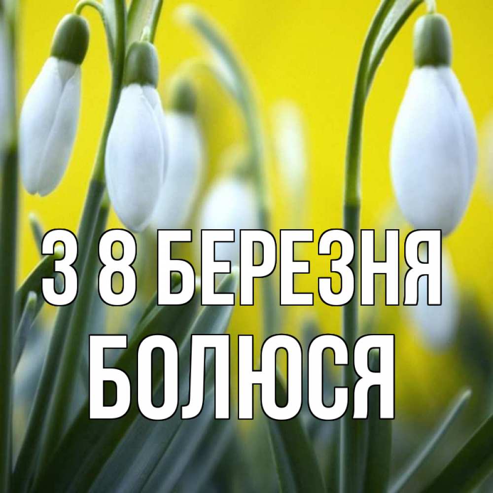 Открытка на каждый день з підписом, Болюся З 8 БЕРЕЗНЯ весенние цветы Прикольна листівка з побажанням онлайн скачати безкоштовно 