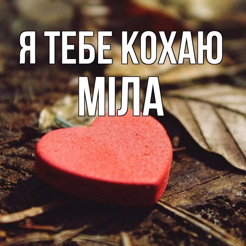 Открытка на каждый день з підписом, Міла Я тебе кохаю листья деревье 4 Прикольна листівка з побажанням онлайн скачати безкоштовно 