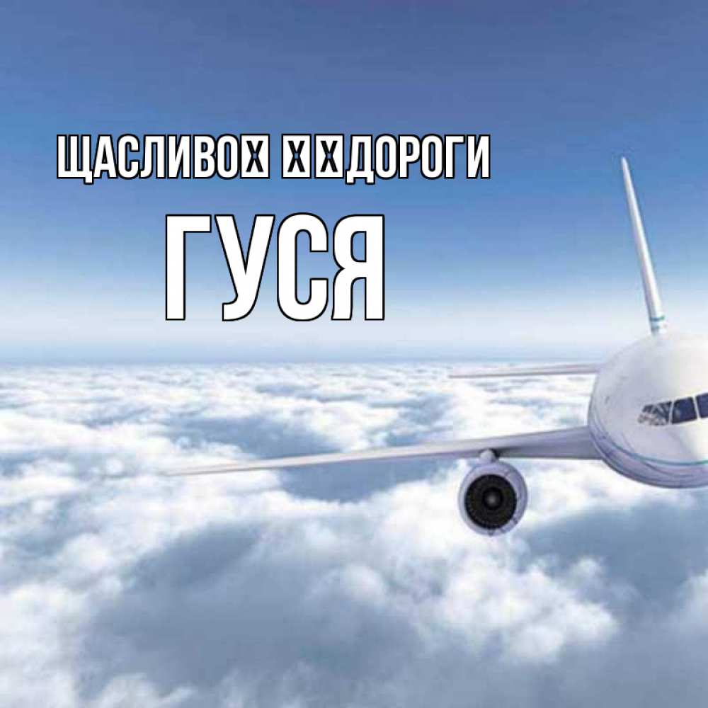 Открытка на каждый день з підписом, Гуся Щасливої ​​дороги белые облака и половина самолета Прикольна листівка з побажанням онлайн скачати безкоштовно 