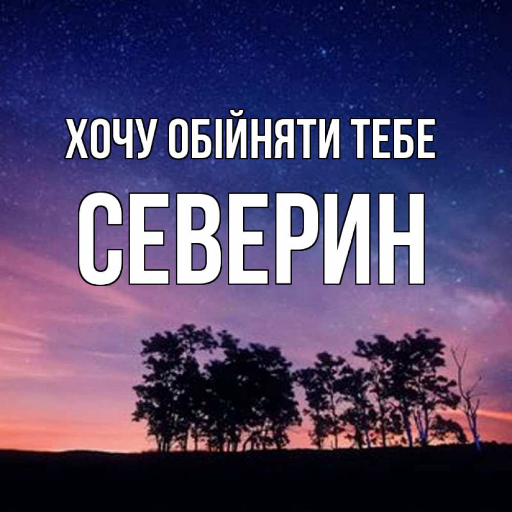 Открытка на каждый день з підписом, Северин Хочу обійняти тебе силуэты деревьев Прикольна листівка з побажанням онлайн скачати безкоштовно 