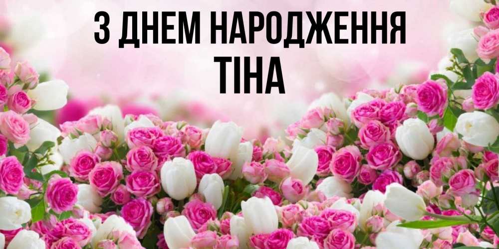 Открытка на каждый день з підписом, Тіна З Днем народження открытка с разными розами Прикольна листівка з побажанням онлайн скачати безкоштовно 