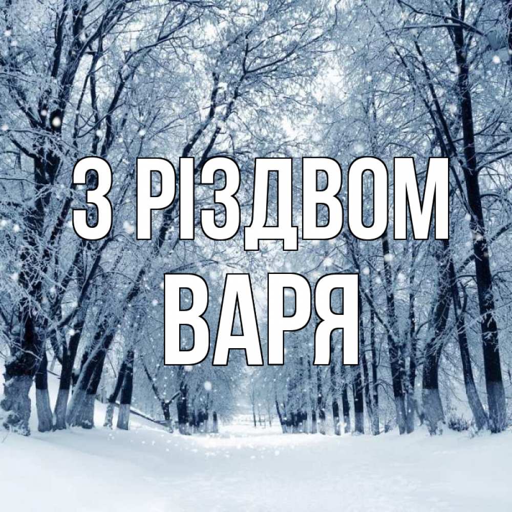 Открытка на каждый день з підписом, Варя З Різдвом снег, лес, парк Прикольна листівка з побажанням онлайн скачати безкоштовно 
