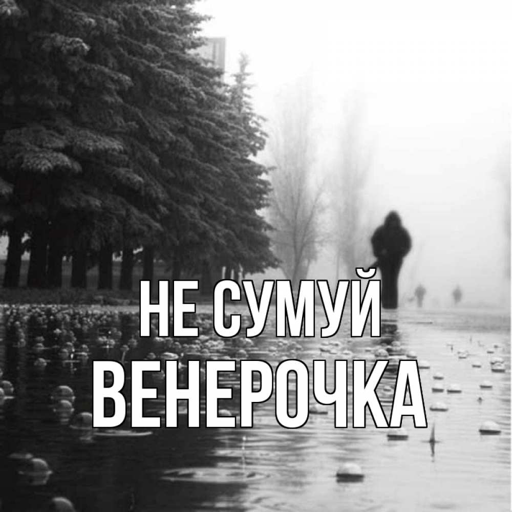 Открытка на каждый день з підписом, Венерочка Не сумуй улица под дождем Прикольна листівка з побажанням онлайн скачати безкоштовно 