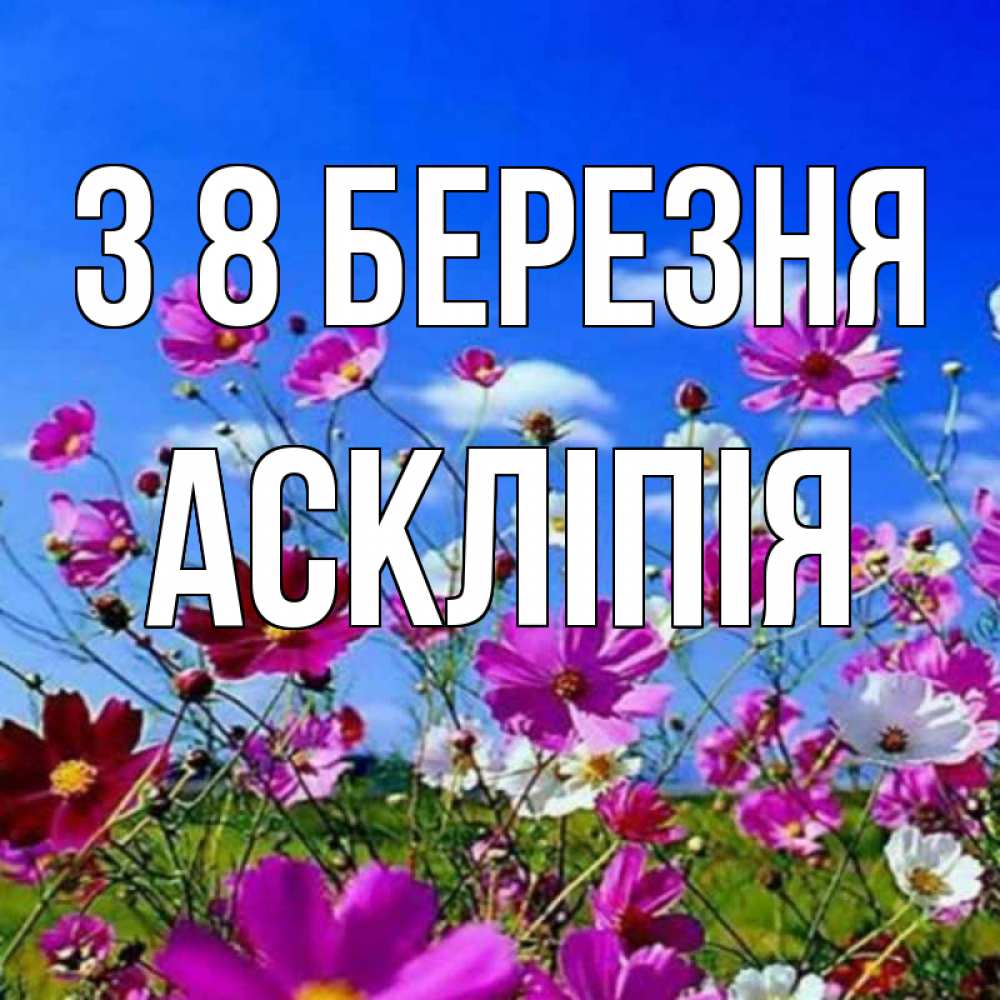 Открытка на каждый день з підписом, Аскліпія З 8 БЕРЕЗНЯ цветы Прикольна листівка з побажанням онлайн скачати безкоштовно 