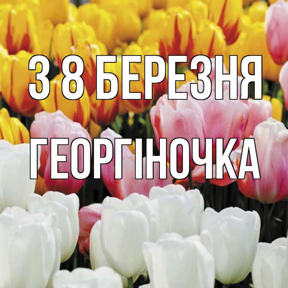 Открытка на каждый день з підписом, Георгіночка З 8 БЕРЕЗНЯ разноцветные цветы Прикольна листівка з побажанням онлайн скачати безкоштовно 