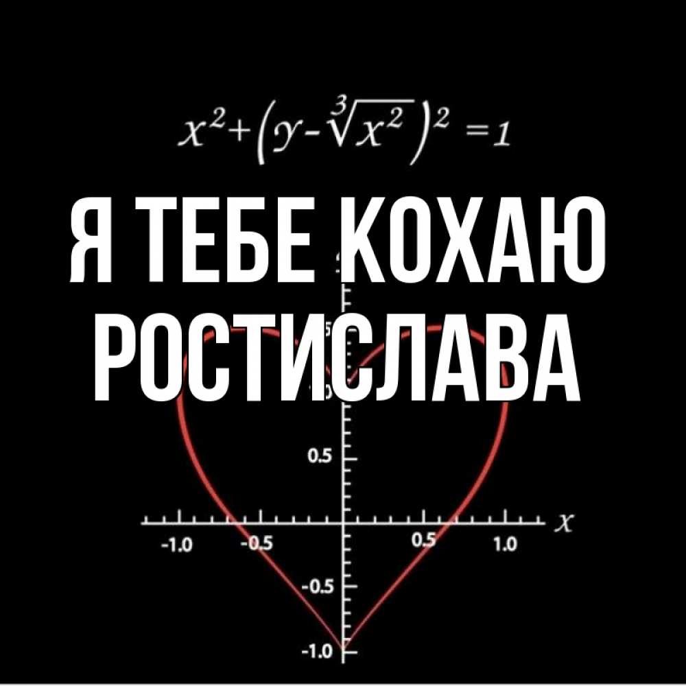Открытка на каждый день з підписом, Ростислава Я тебе кохаю сердечная формула Прикольна листівка з побажанням онлайн скачати безкоштовно 