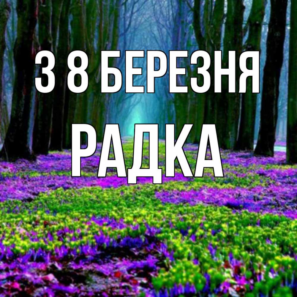 Открытка на каждый день з підписом, Радка З 8 БЕРЕЗНЯ фиолетовые цветы в лесу 1 Прикольна листівка з побажанням онлайн скачати безкоштовно 