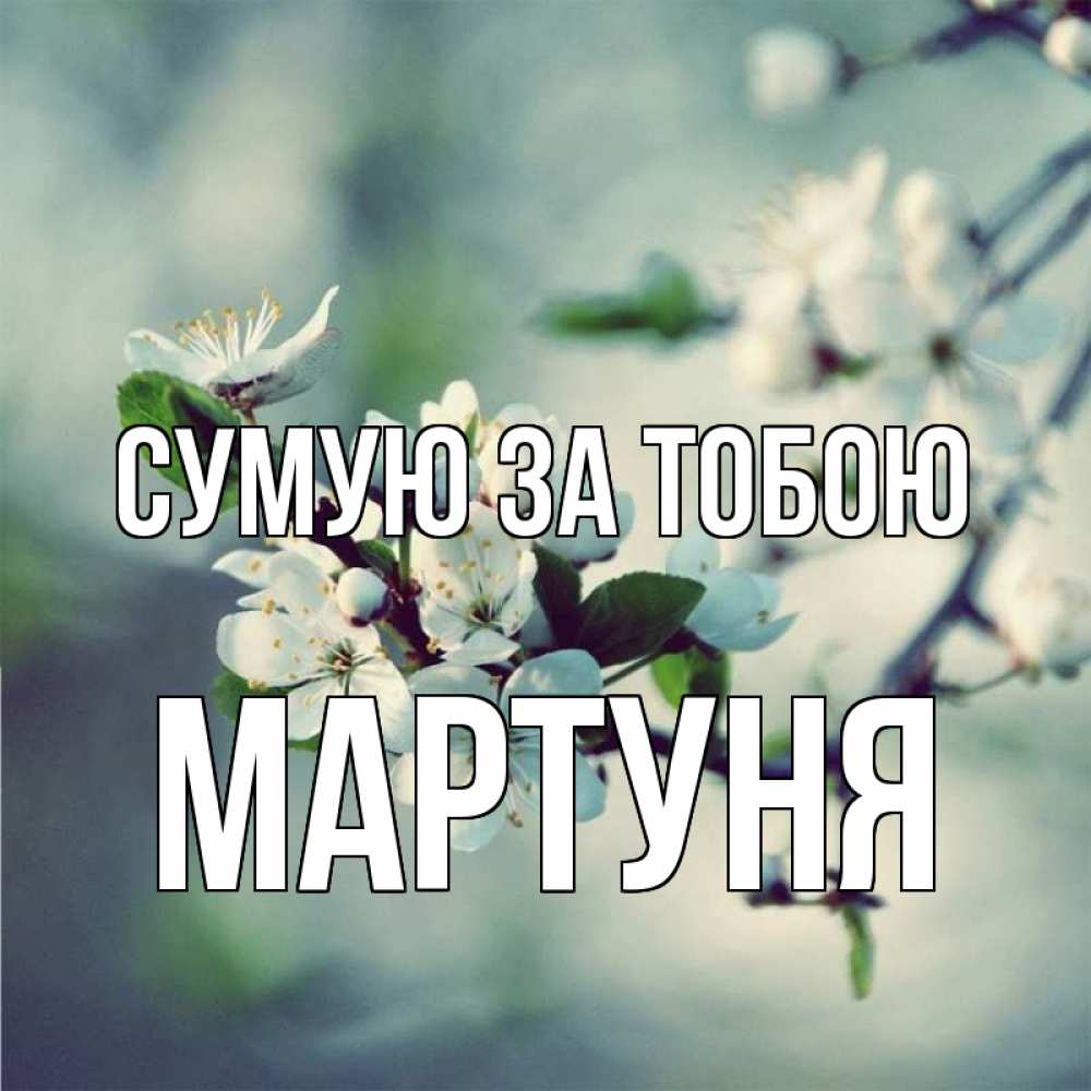 Открытка на каждый день з підписом, Мартуня Сумую за тобою весна Прикольна листівка з побажанням онлайн скачати безкоштовно 