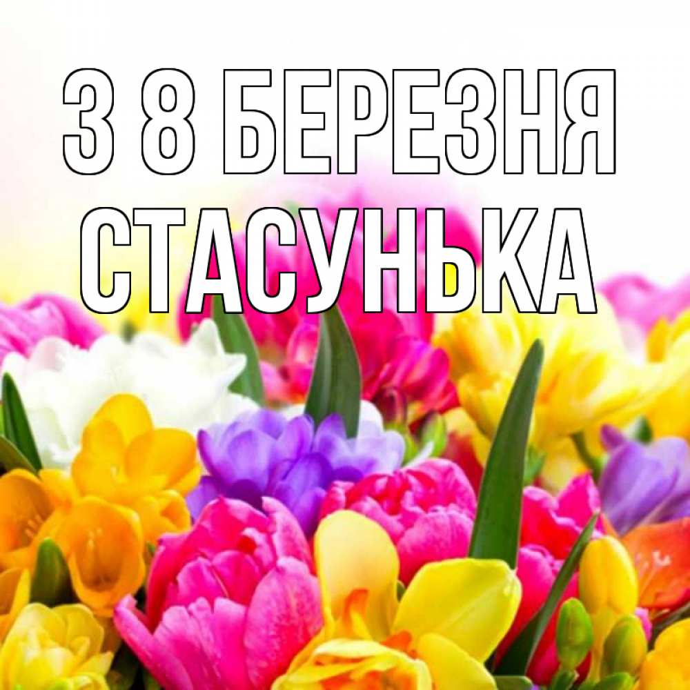 Открытка на каждый день з підписом, Стасунька З 8 БЕРЕЗНЯ тюльпаны Прикольна листівка з побажанням онлайн скачати безкоштовно 