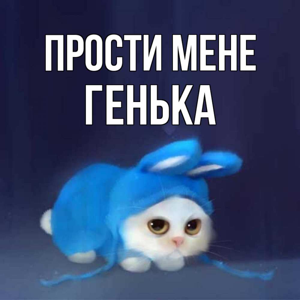 Открытка на каждый день з підписом, Генька Прости мене невинный котозай просит прощения Прикольна листівка з побажанням онлайн скачати безкоштовно 