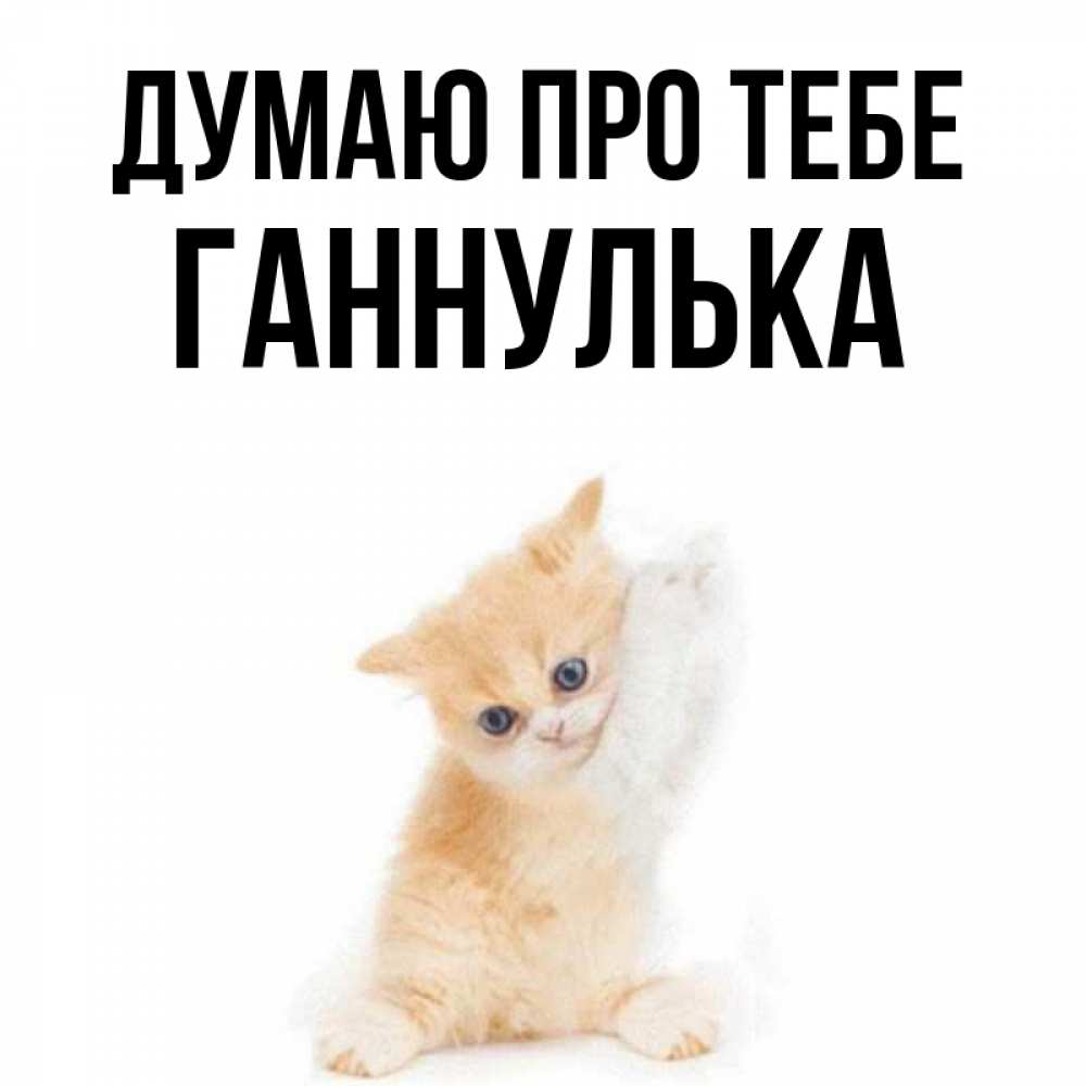 Открытка на каждый день з підписом, Ганнулька Думаю про тебе зверушки и милота Прикольна листівка з побажанням онлайн скачати безкоштовно 