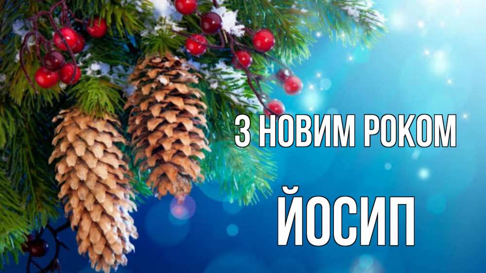 Открытка на каждый день з підписом, Йосип З новим роком Новый год, ель, шишки Прикольна листівка з побажанням онлайн скачати безкоштовно 