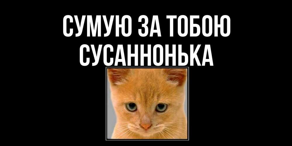 Открытка на каждый день з підписом, Сусаннонька Сумую за тобою открытки рыжий котенок скучает по тебе Прикольна листівка з побажанням онлайн скачати безкоштовно 