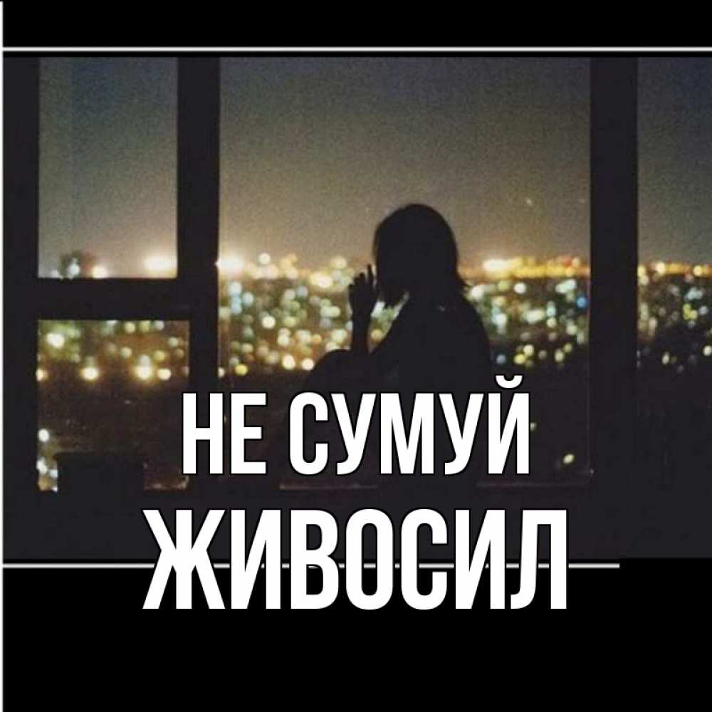 Открытка на каждый день з підписом, Живосил Не сумуй смотрит на ночной город Прикольна листівка з побажанням онлайн скачати безкоштовно 