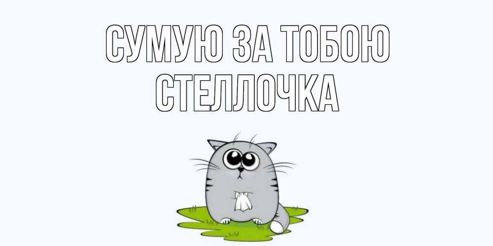 Открытка на каждый день з підписом, Стеллочка Сумую за тобою открытки с котиками я по тебе скучаю с именем Прикольна листівка з побажанням онлайн скачати безкоштовно 