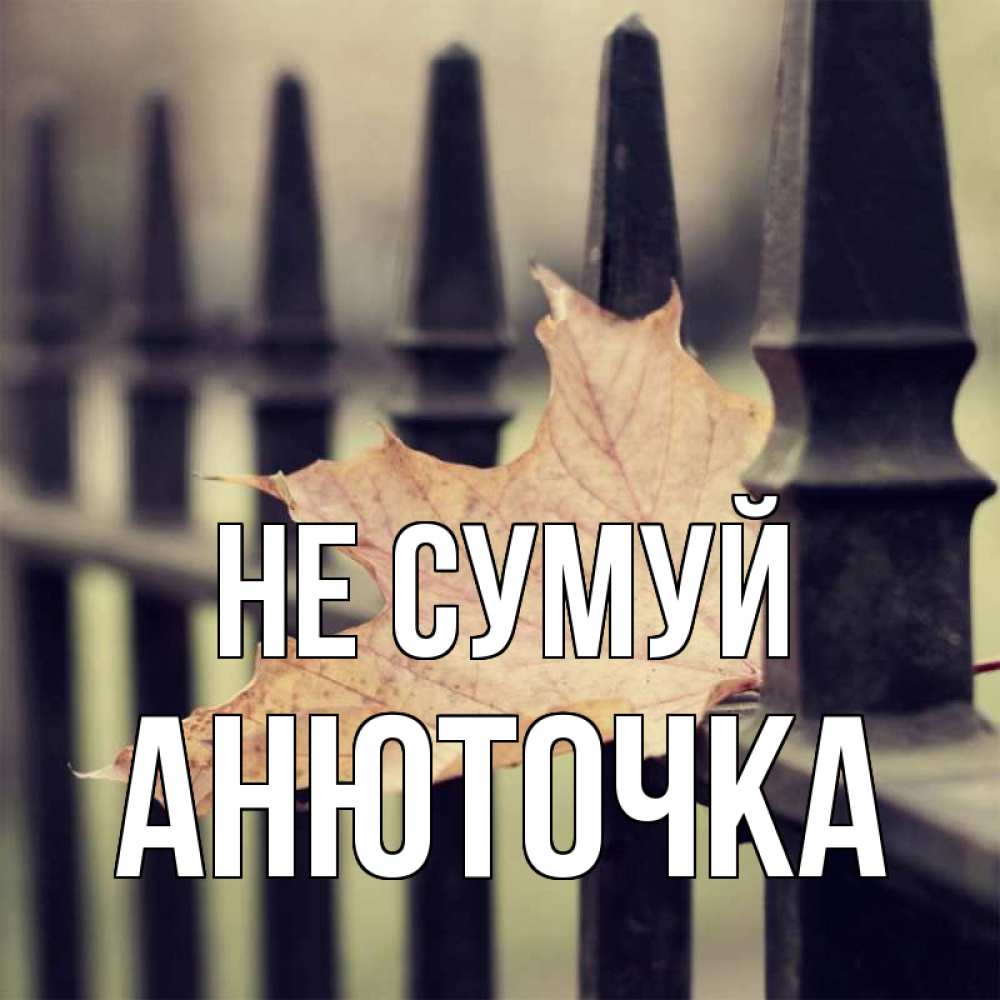 Открытка на каждый день з підписом, Анюточка Не сумуй лист клена Прикольна листівка з побажанням онлайн скачати безкоштовно 