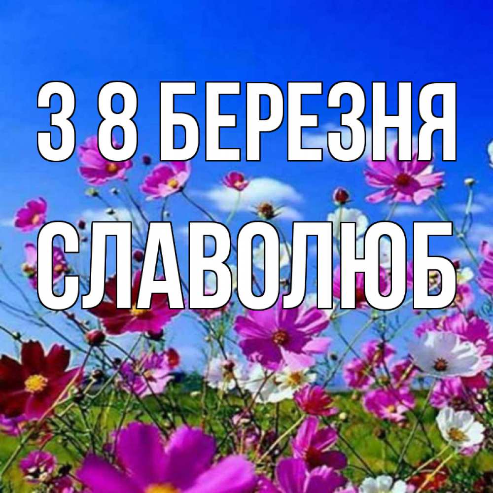 Открытка на каждый день з підписом, Славолюб З 8 БЕРЕЗНЯ цветы Прикольна листівка з побажанням онлайн скачати безкоштовно 
