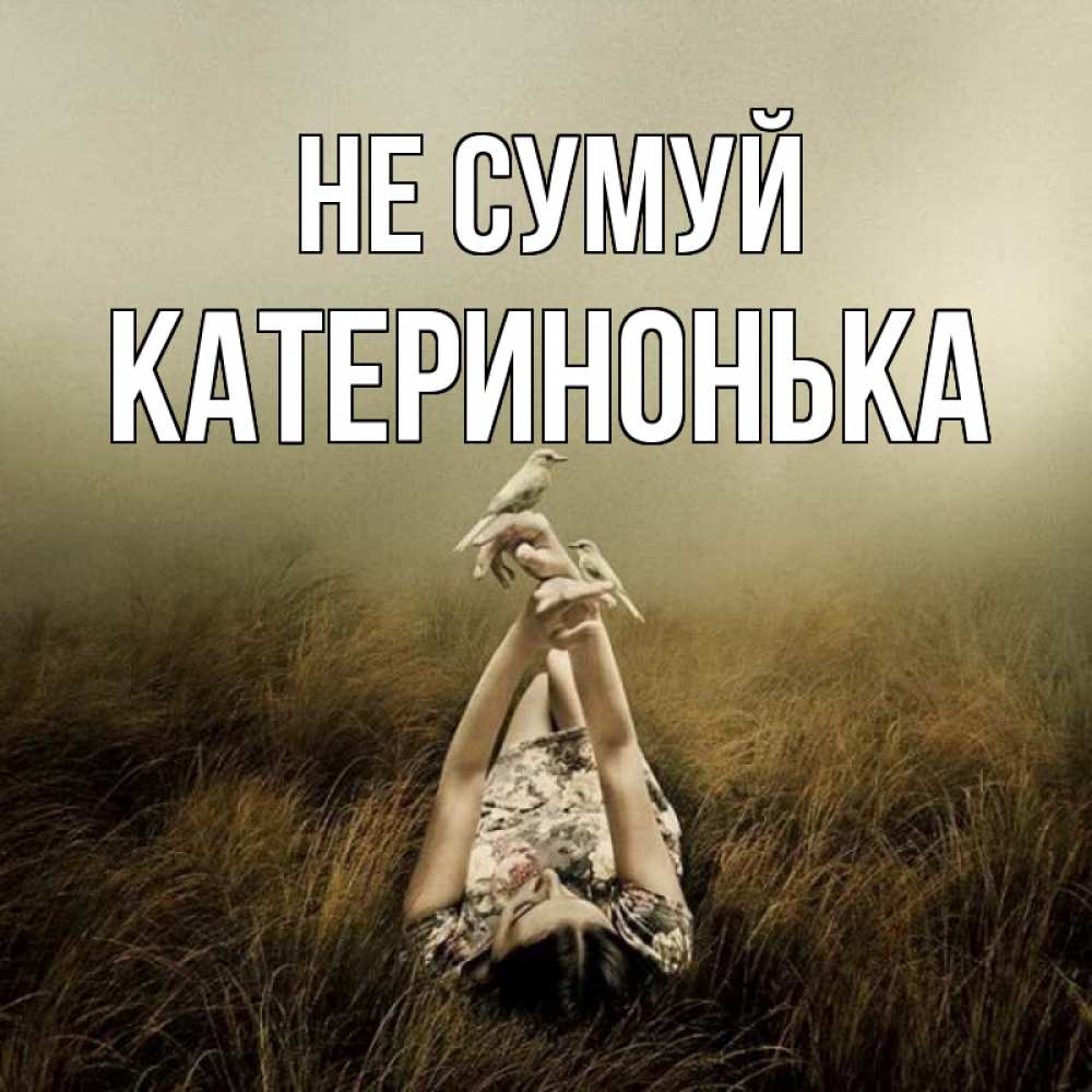 Открытка на каждый день з підписом, Катеринонька Не сумуй поле и туман Прикольна листівка з побажанням онлайн скачати безкоштовно 