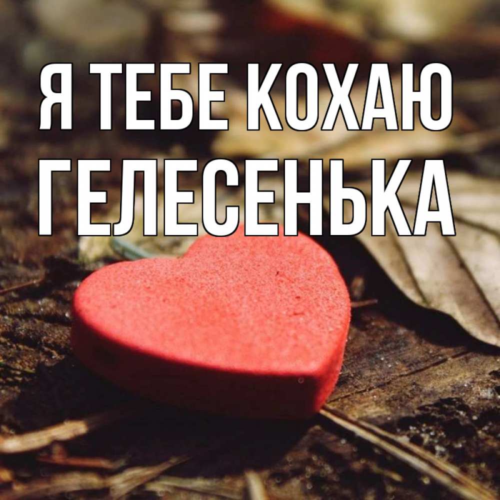 Открытка на каждый день з підписом, Гелесенька Я тебе кохаю листья деревье 4 Прикольна листівка з побажанням онлайн скачати безкоштовно 