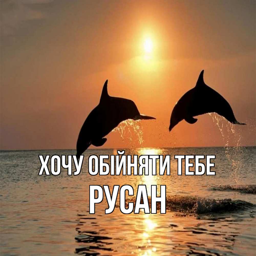 Открытка на каждый день з підписом, Русан Хочу обійняти тебе рыбы на закате Прикольна листівка з побажанням онлайн скачати безкоштовно 