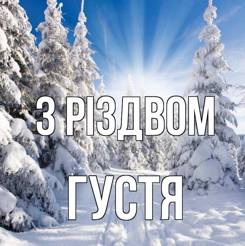 Открытка на каждый день з підписом, Густя З Різдвом зима, лес Прикольна листівка з побажанням онлайн скачати безкоштовно 