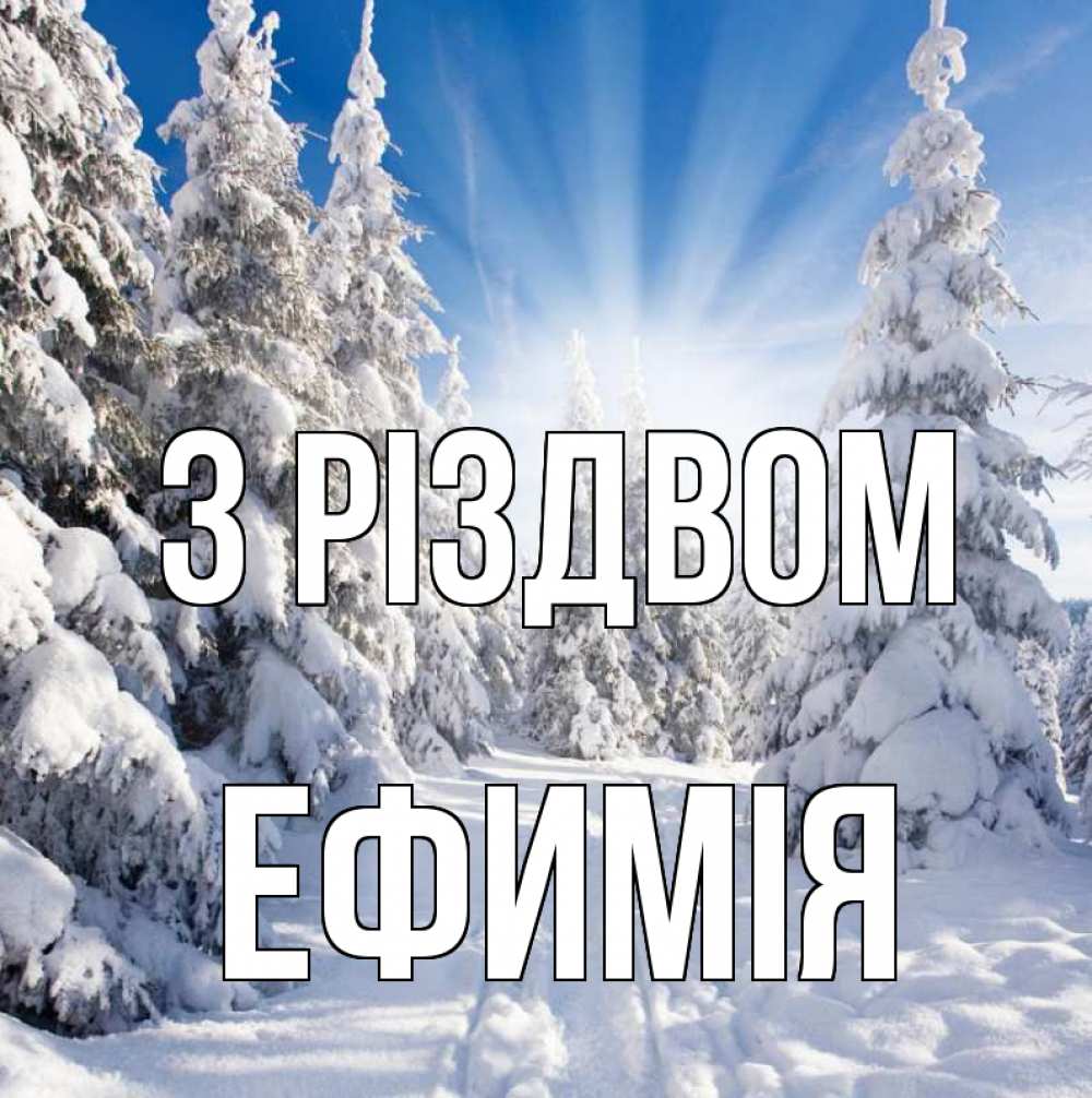 Открытка на каждый день з підписом, Ефимія З Різдвом зима, лес Прикольна листівка з побажанням онлайн скачати безкоштовно 